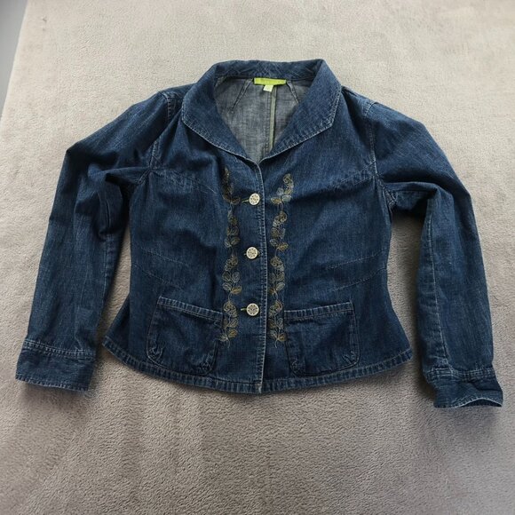 Sigrid Olsen Womens Denim Jean Jacket 12 Embroidered Vintage Button Front Blue - Picture 11 of 14